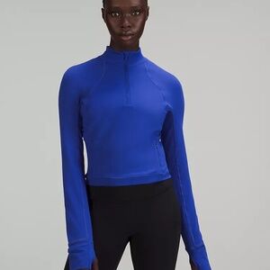 LULULEMON It’s Rulu Run Cropped Half Zip PSYH Psych Size 8 Blue